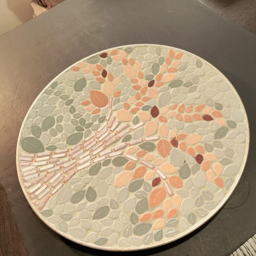 Mosaic Large Platter And Art Centerpiece. From Toscana Italy, Vintage